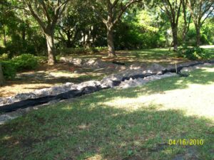 Main trench, which includes a "T" and the discharge line to the nearby creek.